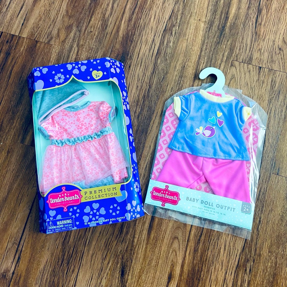 2 Tenderhearts Premium Baby Doll Outfits- NWT